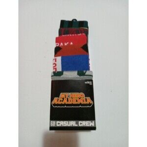My Hero Academia Mens Themed Crew Socks 6 Pack Shoe Size 8-12 Multicolored NEW